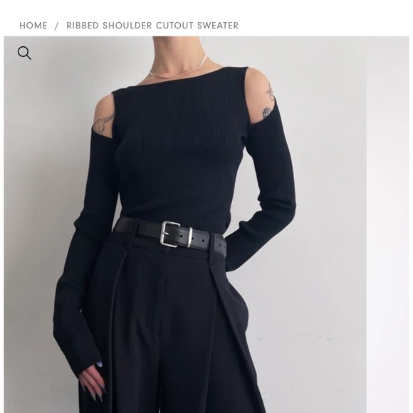 NWT Oak + Fort Ribbed Shoulder Cut Out Long Sleeve - Picture 6 of 6